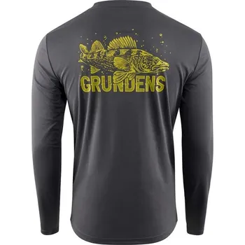 Rybářské oblečení Tričko Grundéns King of the Lakes LS Tech Tee Anchor Velikost L