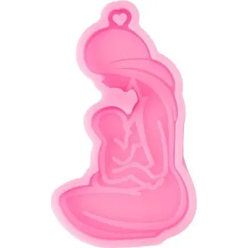 Růžová silikonová forma na pryskyřici 8,5 cm Žena s dítětem Formička na výrobu šperků Dekorace Přívěsky Ruční tvoření 1