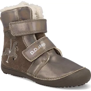 Dívčí zimní obuv Barefoot dětské zimní boty D.D.step W063-52985 hnědé bronz Velikost: 25