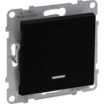 vypínač SUNO ČERNÁ SPÍNAČ Č.1 SE SIGNALIZAČNÍM PODSVĚTLENÍM LEGRAND 721411