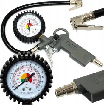 Příslušenství ke kompresoru Pistole na huštění pneumatik Silver S10501 s manometrem 16 bar