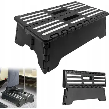 Taburet Skládací taburet stolička podnožka protiskluzový STABILNÍ černý 13cm 120kg