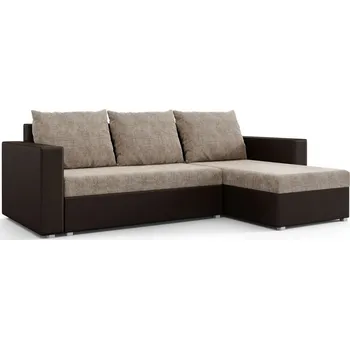 Sedací souprava Rohová rozkládací sedačka MOSREN - hnědá ekokůže / cappuccino