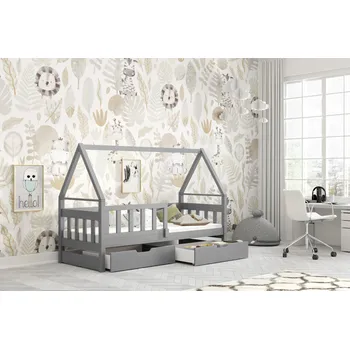 Dětská postel Dětská postel 75x180 DAFNE 1 se zábranou - šedá