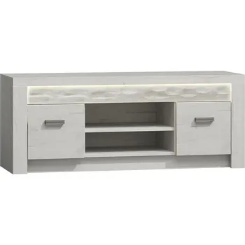 Televizní stolek Televizní stolek s LED osvětlením CHALAPATA 2 - dub kraft bílý