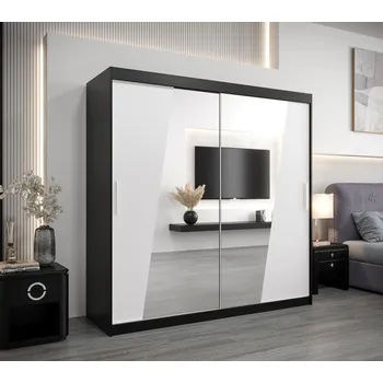 Šatní skříň Šatní skříň ESTER - šířka 200 cm, černá / bílá