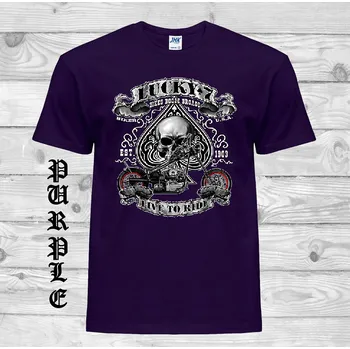 Pánské tričko levne-bavlnene-tricko-potisk-biker-lucky Barva: Purple - purpurová, velikost: S