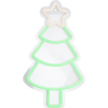 Vánoční dekorace Home Styling Collection Vánoční neonový nápis na zeď stromek zelená