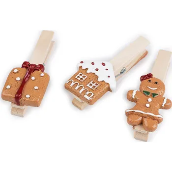 Vánoce Stoklasa Velké vánoční kolíčky - perníčky sada 3 ks Dárek, dům, perníček