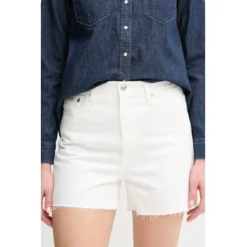 Dámské kraťasy Džínové šortky Calvin Klein Jeans dámské, bílá barva, high waist, J20J225153 00J, vel. 27