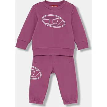 Kojenecká souprava Bavlněná tepláková souprava pro miminka Diesel STIMOTYB-SET OVERALLS fialová barva, K00716 03A, vel. 97