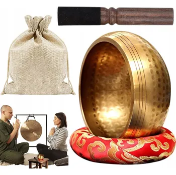 MISKA DŹWIĘKOWA TYBETAŃSKA Zvuková mísa tibetská GONG pro meditaci, jógu, buddhismus Zen, sada 8 cm