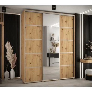 Šatní skříň Šatní skříň YVONA 5 - 190/60 cm, dub artisan / stříbrná