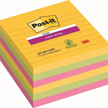Samolepicí bločky Post-it XL CARNIVAL s linkami, 101x101 mm, 6 bločků po 90 listech