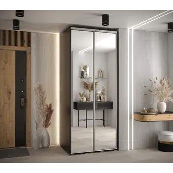 Šatní skříň Šatní skříň ASIRI 2 - 120/60 cm, černá / stříbrná