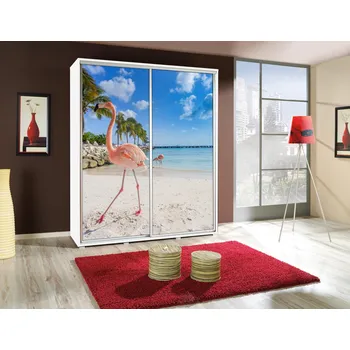 Šatní skříň Vysoká šatní skříň 155 cm s potiskem DANUBE 12 - bílá