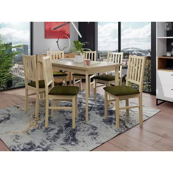 Jídelní stůl Sestava do jídelny 6+1 ADELBITE 5 - dub sonoma / tmavá olivová