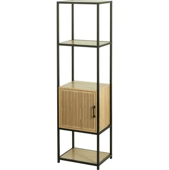 Koupelnový nábytek H &amp; S COLLECTION Regál s policemi a skříňkou 153x43x33 cm černá/dřevo KO-NB1510590