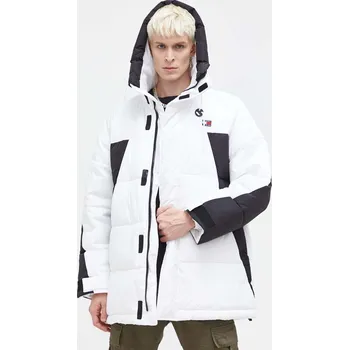 Bunda Tommy Jeans pánská, bílá barva, zimní, oversize DM0DM17662 00X, vel. L
