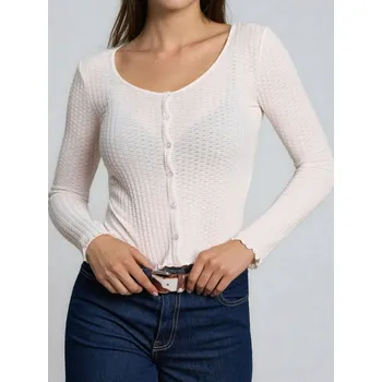 Dámská halenka Sinsay - Žebrovaná halenka - krémová - 249GA-01X - 249GA-01X-L