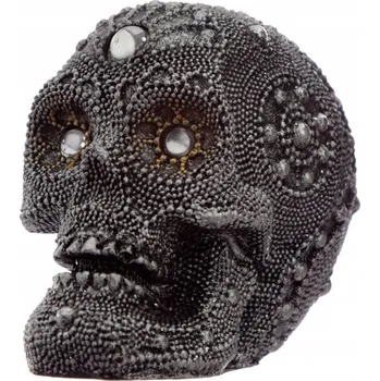 Obraz Ozdobná lebka zdobená stříbrnými korálky - Skull 6,5 cm