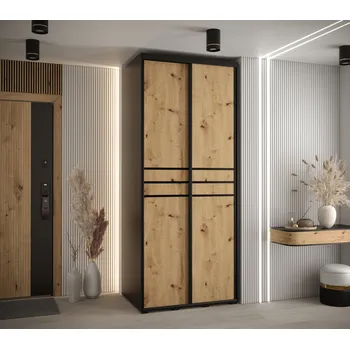 Šatní skříň Šatní skříň YVONA 10 - 120/60 cm, černá / dub artisan / černá