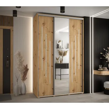 Šatní skříň Šatní skříň YVONA 9 - 150/45 cm, dub artisan / stříbrná