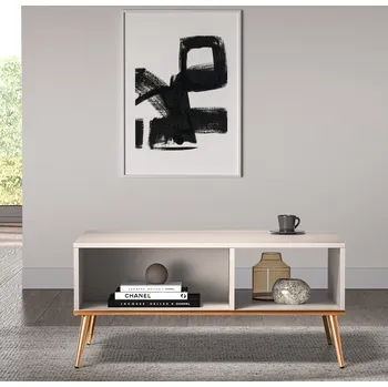 Konferenční stolek Konferenční stolek LUNA - béžový / zlatý