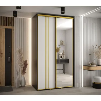 Šatní skříň Šatní skříň ASIRI 7 - 130/45 cm, černá / bílá / zlatá