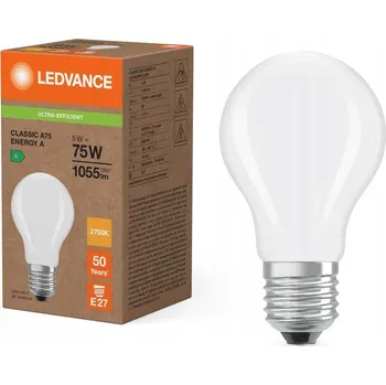 Žárovka LED žárovka E27 A60 5W (ekvivalent 75W) 1055lm 2700K Teplá bílá 300° Ledvance