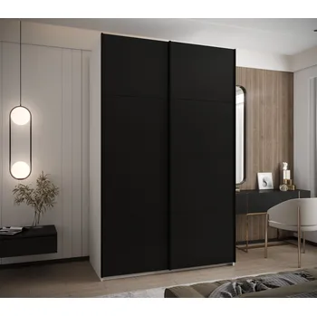 Šatní skříň Dvoudveřová skříň SAMARA 1 - 150 cm, bílá / černá / černá