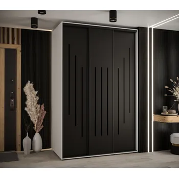 Šatní skříň Šatní skříň YVONA 8 - 150/60 cm, bílá / černá / černá