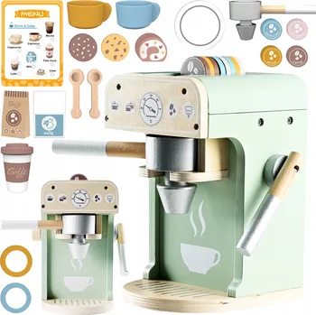 Dřevěná hračka Dřevěný Kávovar pro Děti Příslušenství do Kuchyňky Kavárna Dárek