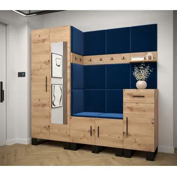 Předsíňová stěna Předsíňová sestava RUMIE 13 - dub artisan, modré panely