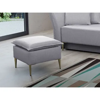 Taburet Taburetka KURI - světlá šedá / zlaté nožky