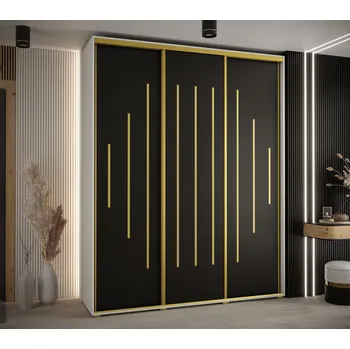 Šatní skříň Šatní skříň ASIRI 12 - 200/45 cm, bílá / černá / zlatá