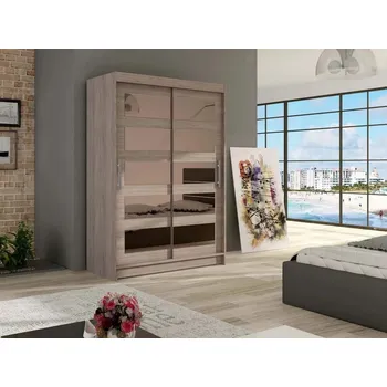 Šatní skříň Vysoká šatní skříň 120 cm se zrcadlem GASPARA 4 - dub lanýž