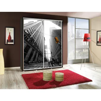 Šatní skříň Vysoká šatní skříň 155 cm s potiskem DANUBE 9 - kaštan wenge