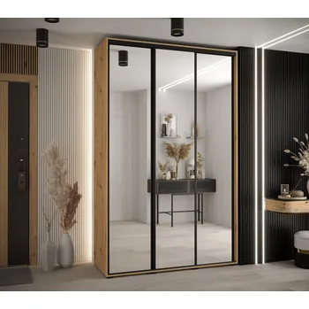 Šatní skříň Šatní skříň YVONA 2 - 150/45 cm, dub artisan / černá