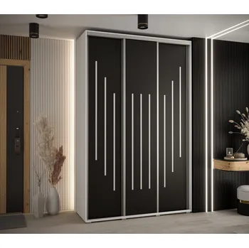 Šatní skříň Šatní skříň YVONA 8 - 150/45 cm, bílá / černá / stříbrná