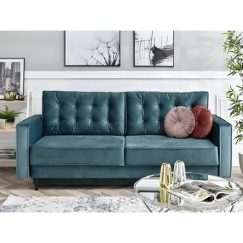 Pohovka Rozkládací pohovka LUZOLO - tyrkysová / černá