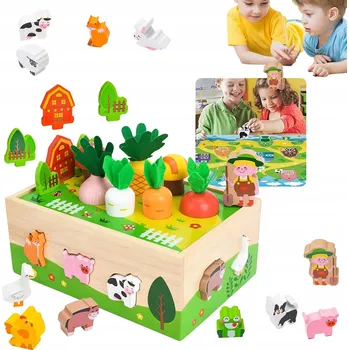 Dřevěná hračka DŘEVĚNÁ DOVEDNOSTNÍ HRA MONTESSORI mrkve dřevo