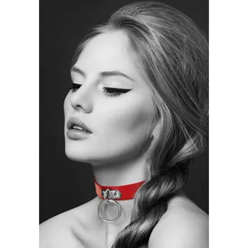 BDSM obojek Bijoux Pour Toi Collar Metal Ring BDSM červený