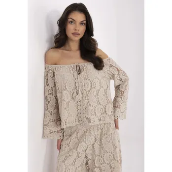 Dámská tunika Elegantní béžová blůza s krajkou MI-