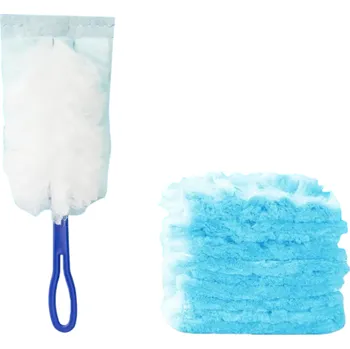 Prachovka Jednorázový sběrač prachu s madlem 10 ks Modrý odlučovač z vláknité tkaniny na domácí úklid Nábytek, stůl, kuchyň, police, snadné čištění