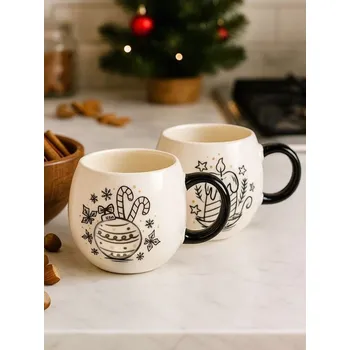 Sinsay - Hrnky s vánočním motivem – 2 kusy - černá - 072GI-99X - 072GI-99X-ONE