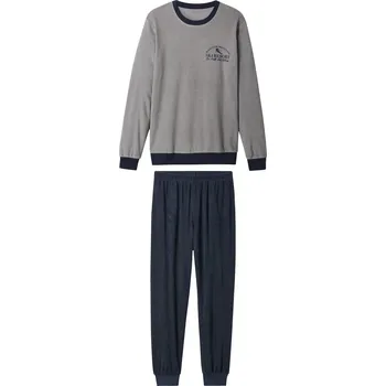 Pánské pyžamo esmara Men Pánské froté pyžamo šedá / navy modrá S