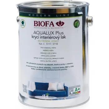 barva a nátěr na dřevo Biofa Aqualux lesk, interiérový lak, bílý Balení: 1L