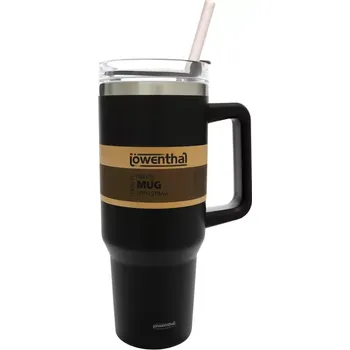 Termoska Löwenthal Termo hrnek s brčkem – černý, nerezový, 1200 ml
