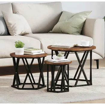 Konferenční stolek vidaXL Sestavovací boční stůl 3 pcs Kouřový dub [868257]